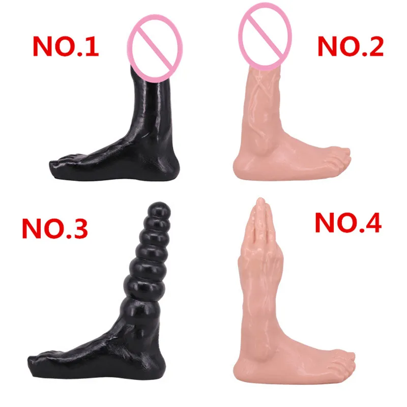 Piedi delle mani 2 in 1 Design Plug anale Masturbazione femminile Giocattoli sexy Enorme dildo Pugno realistico Masturbatore maschile