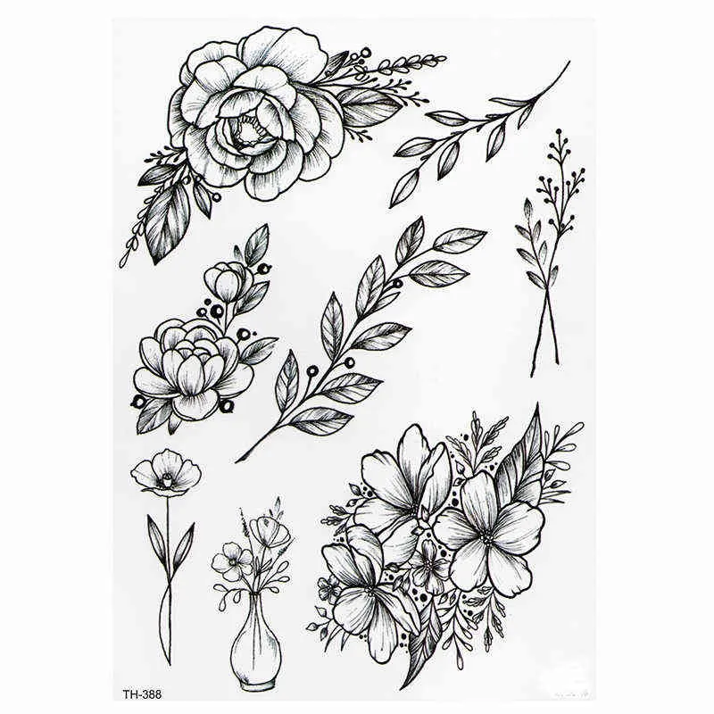 NXY Tijdelijke Tattoo Waterdichte Sticker Lotus Rose Patroon Water Transfer onder Borst Schouder Bloem Body Art Fake Tatoo 0330