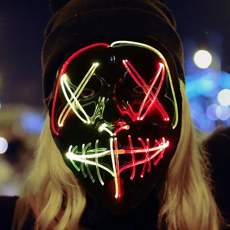 Multifunctionele LED Mask Halloween Party Masque Masquerade Masks Neon Light Up Maske Mascara Horror Maska Gloeiende zuiveringsmasker 220812