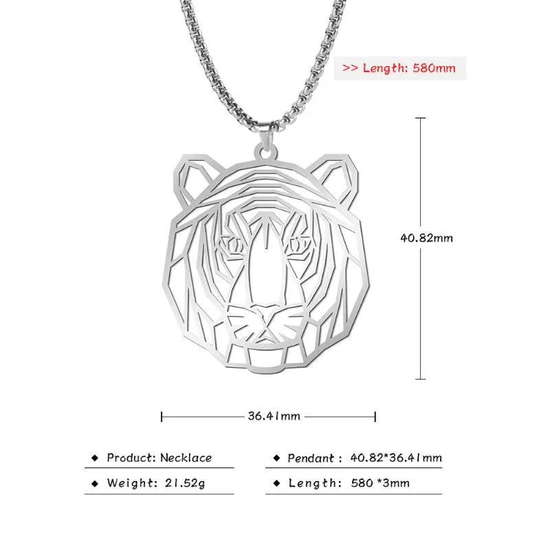 Hänghalsband likhet punk varghalsband för män kvinnor trendiga ihåliga djur tiger lejon gotisk rostfritt stål smycken259t