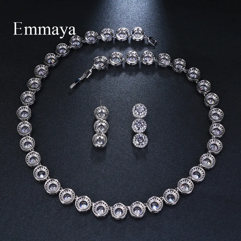 Emmaya Brand Gorgeous Round White Gold Color AAA Cubic Zircon Wedding Jewelry Sets For Lover Brides Gift 220922