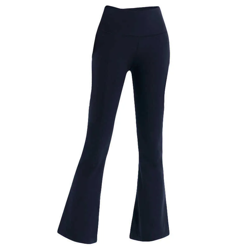 06 Women Yoga Flared Pants High Waist Wide Leg Sports Trousers Solid Color Slim Hips Loose Dance Tights Ladies Gym Ps Size Leggings Running Sweatpants2454597