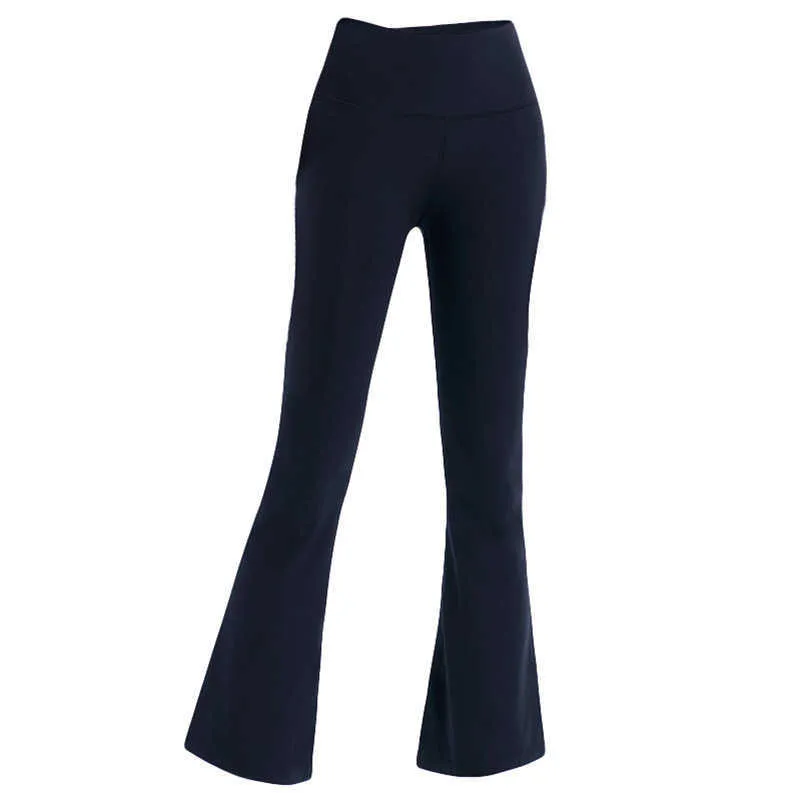 L-06 Calças largas para ioga femininas cintura alta calças esportivas de perna larga cor sólida quadris finos calças de dança soltas femininas leggings de ginástica tamanho grande calças de moletom de corrida