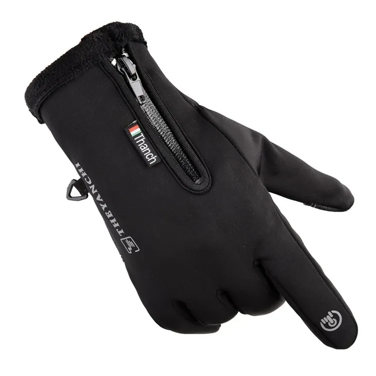 Gants de cyclisme hommes et femmes hiver chaud extérieur coupe-vent étanche écran tactile fermeture éclair sport cyclisme alpinisme ski 220722