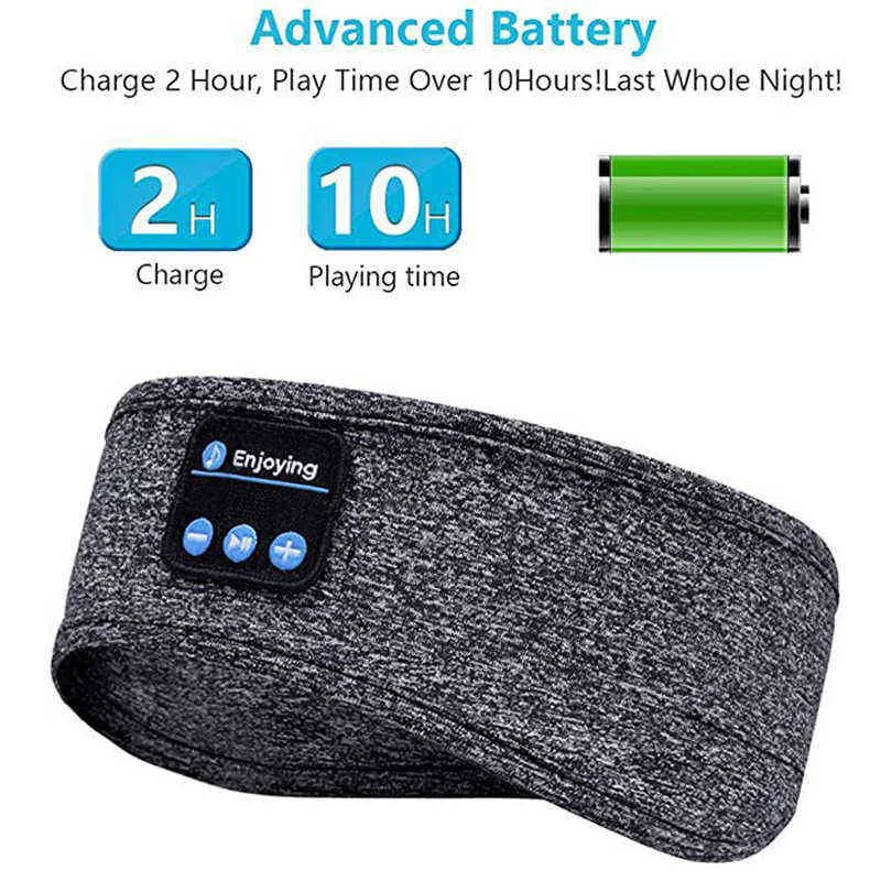 Bluetooth Sleeping Headphones Sports pannband tunt mjuk elastisk bekväm trådlös musik headset sömnmask för ögon 220509