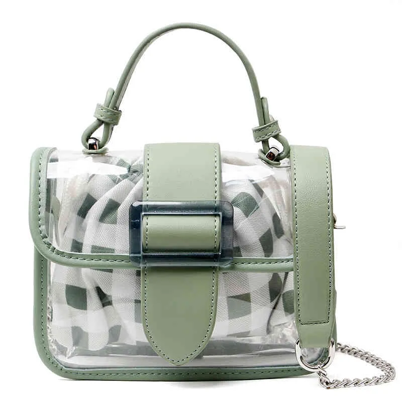 Transparente Gelee-Handtasche, klare Karo-Umhängetaschen, zusammengesetzte Damen-Kette, Messenger-Tasche Y220608