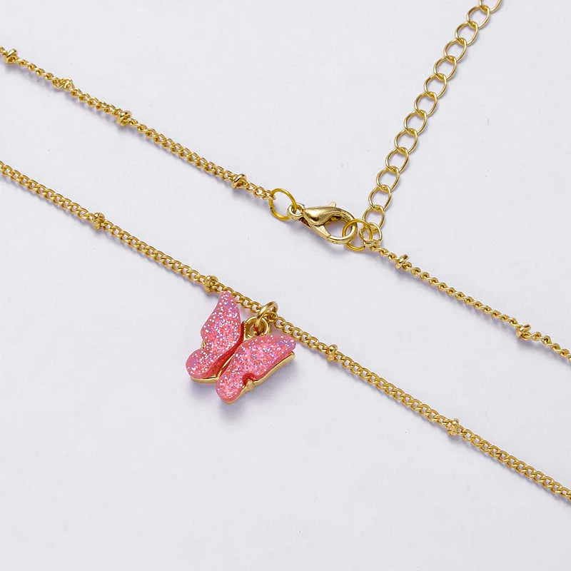 För Söt Halsband Butterfly Kvinnor Hängsmycke Färgglada Akryl Inredning Choker Koreansk Fashion Party Girl Smycken Gift
