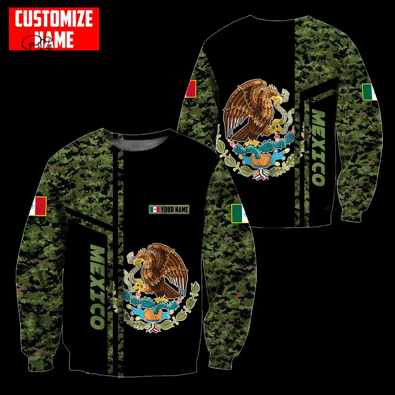 PLstar Cosmos 3DPrinted est Mexico Camo Nom personnalisé Unique Hrajuku Funny Streetwear Unisexe Casual Hoodies Zip Sweatshirt 5 220713