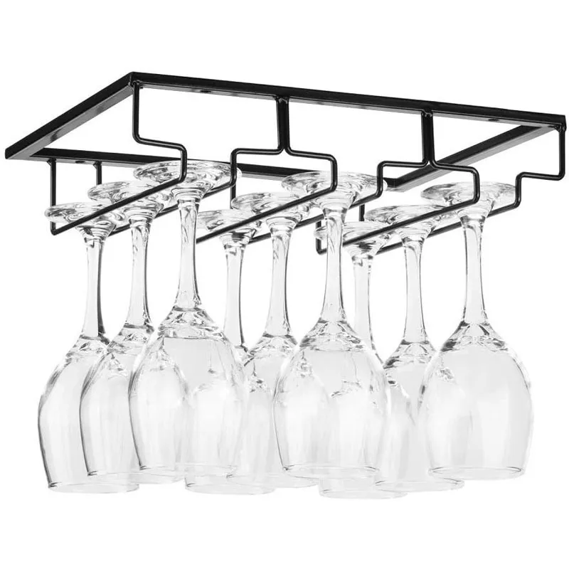 Wine Glasses Holder Bartender Stemware Hanging Rack Under Cabinet Organizer Glass Goblet Iron Bar Tool 220509