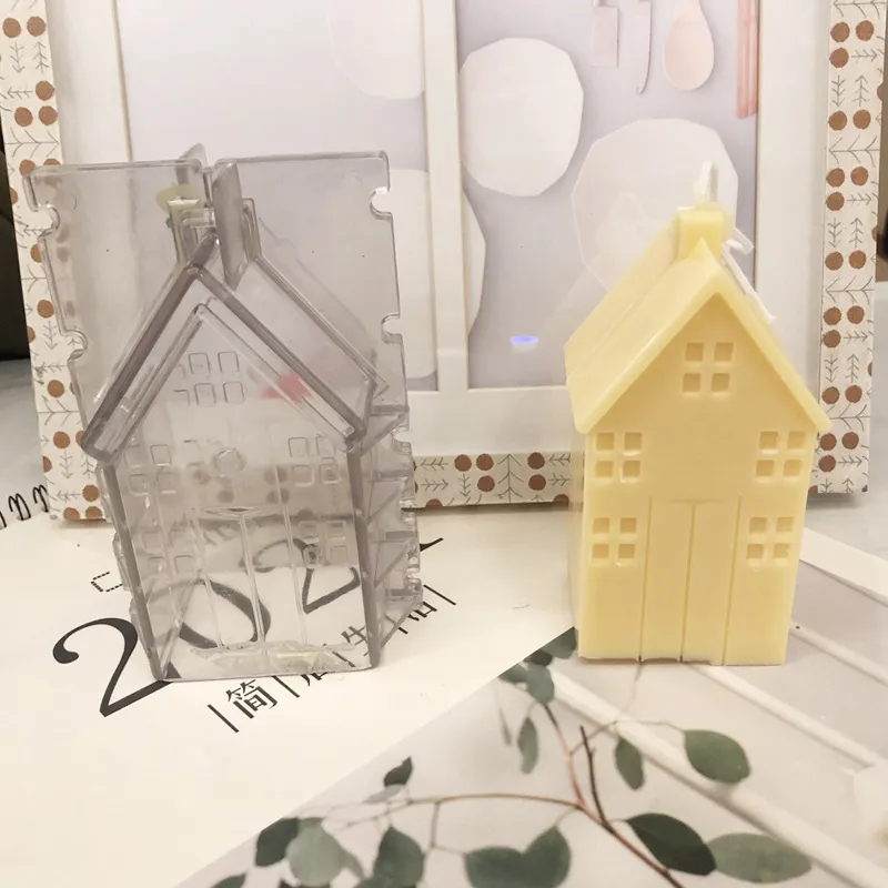 3D Small House Villa Wooden Silicone Mold Aromatherapy Candle DIY Plastic Nordic Simple Home Crafts Ornaments 220721