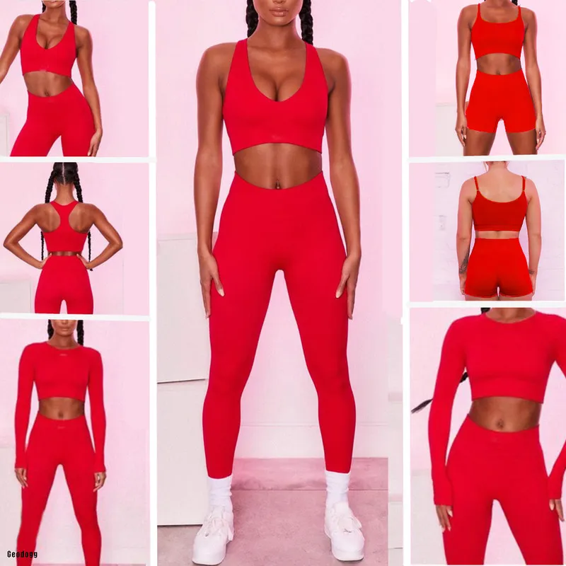 Strong outfit Women Yoga Set Gym Workout Sports Bh Suit Fitness Seamless Crop Top High midje Shorts Sportkläder Tracksuit 220513