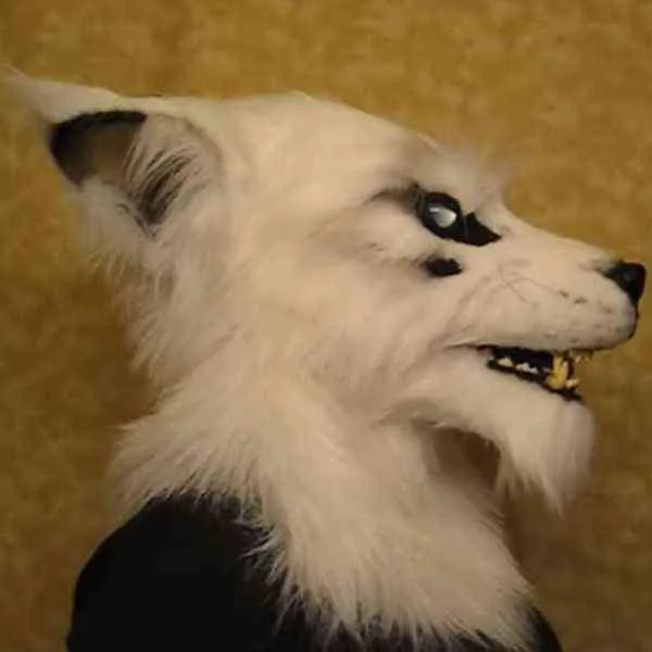 Halloween Wolf Dog Party Mask Simulazione pelliccia capelli lunghi Animale Divertente Natale Cosplay Party Fox Lion Mask può essere riutilizzato T2207274264352