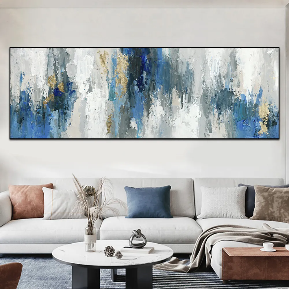 Pinturas a óleo abstratas modernas impressas em tela, nórdico, azul, arte de parede, pôsteres de tela para sala de estar, decoração de parede de casa 4913861