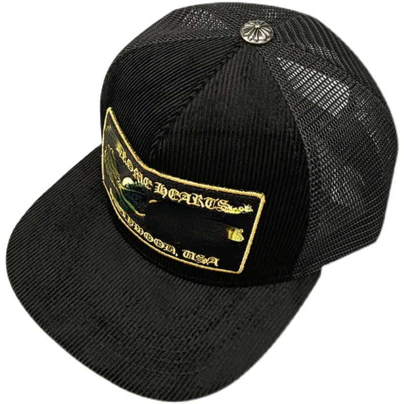 تصميم قبعات عصرية مطرزة بحروف ذهبية للرجال هيب هوب للسفر قناع شبكة ذكر أنثى عبر قبعات بيسبول بانك أحدث