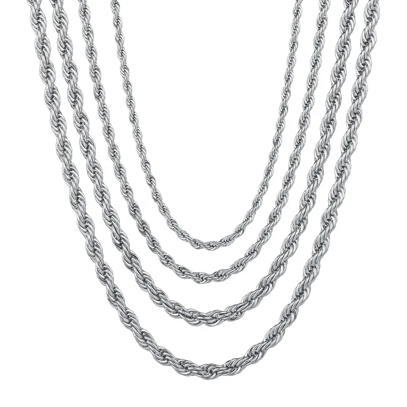 Хип-хоп Крутое дизайнерское ожерелье для женщин, мужское ожерелье, цепочки из веревки из нержавеющей стали, золото, серебро, черный, южноамериканский Necklac277o