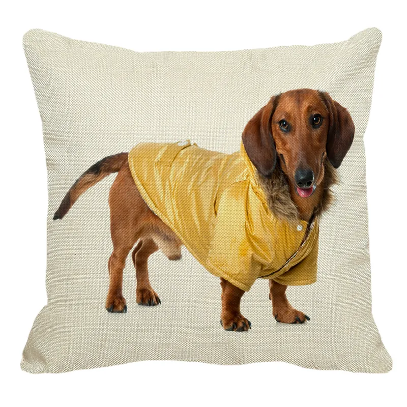 枕ケースXunyu漫画Dacshund Dog Pillowcase Home Sofa Square Pillow Coverかわいい動物パターン装飾クッション45x45cm AC025 220714