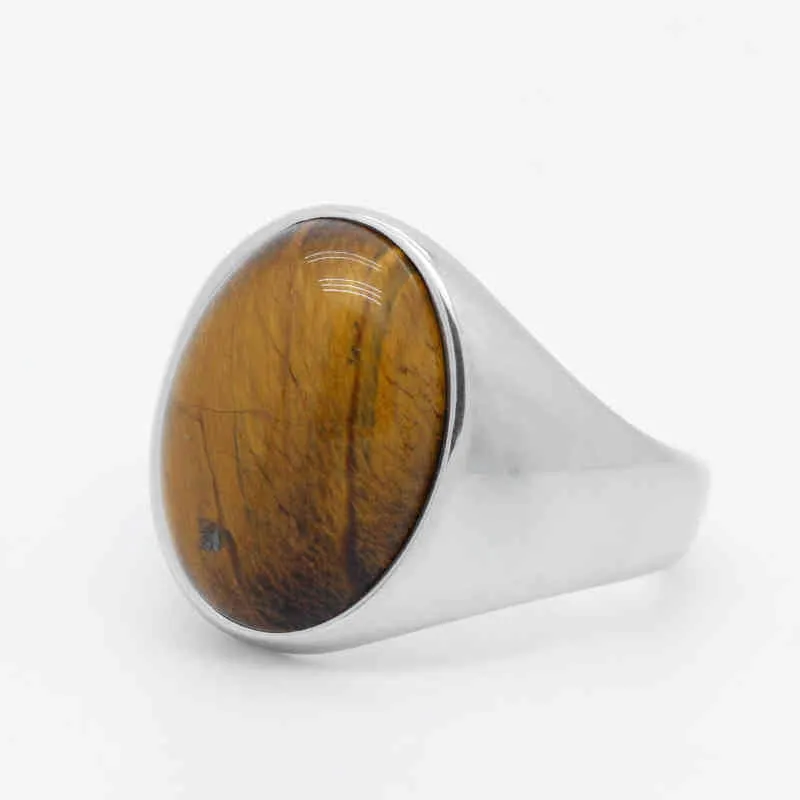 Tiger Eye S925 Sterling Silver Natural Gemstone Retro Simple Men's Ring Turkish Jewelry for Men and Women