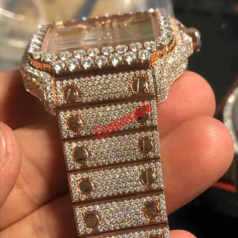 2022 Nowy szkielet Sier MOIS Anite Diamonds Watch Pass TT Kwarc Ruch Top Quality Men Luksusowe mrożone zegarek Sapphire z Boxc1758719