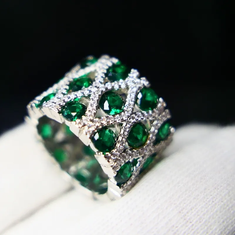 Женское кольцо KQDANCE с изумрудным танзанитом и рубином с зеленым синим красным камнем, кольца из белого золота 18 карат с покрытием для женщин, ювелирные изделия 220726228M
