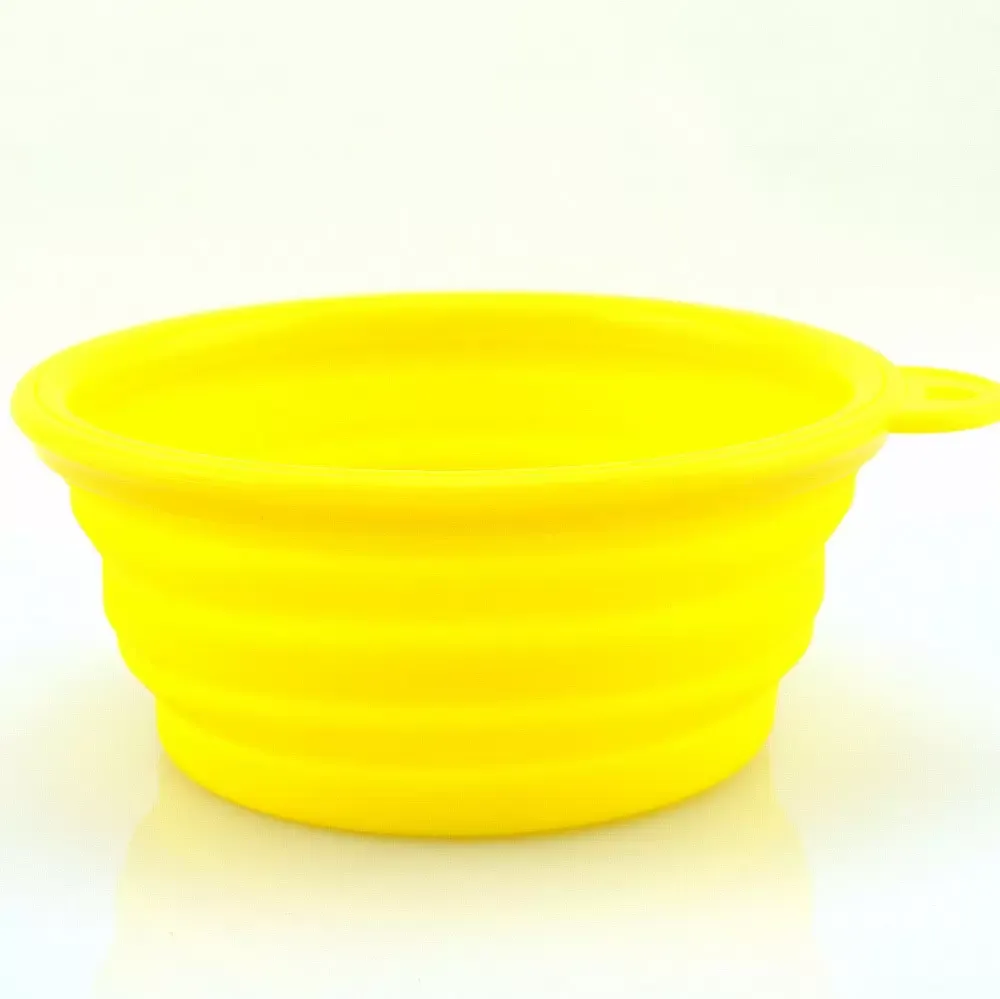 Wholesale silicone foldable pet cat dog bowl folding collapsible puppy doggy feeder water food container custom logo