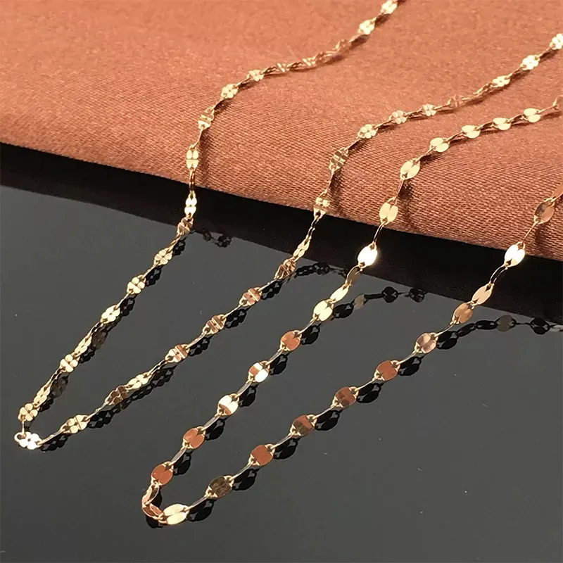 Yunli Real 18K Gold smycken halsband Enkel kakelkedjedesign Pure AU750 Pendant for Women Fine Gift 2207222940