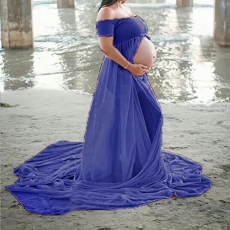 Po Session Props Damen Kleidung Pografie Schwangerschaftskleid Umstandskleid für Schwangere Schulterfrei 220419