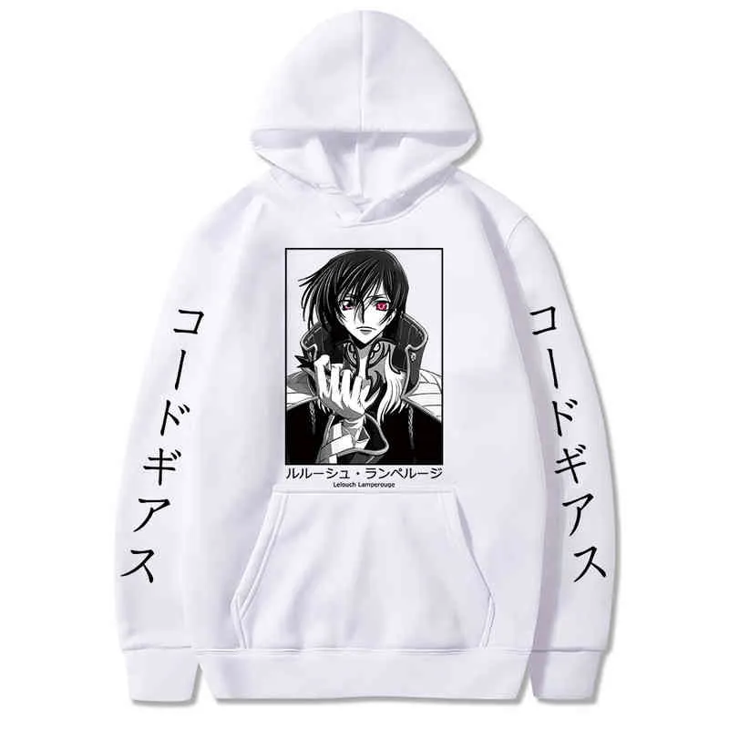 Anime Hoodie Code Geass Haptied Długim Rękawem Streetwear Harajuku Bluza Mężczyźni / Kobiety Unisex Sport Bluiste