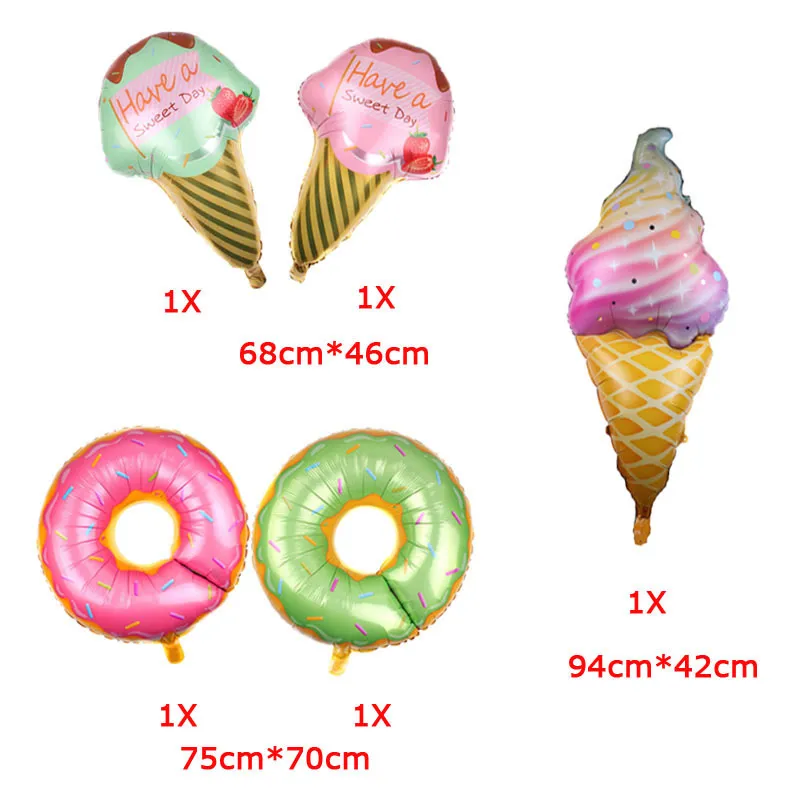 Sweet Donut Ice Cream Balloons Set Have a Sweet Day Foil Doughnut Number Helium Balloon Anniversary Birthday Party Decorations 220527