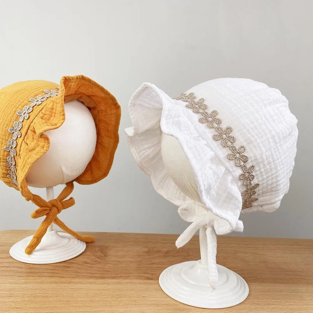Bebek kız kız prenses şapka güneşlik pamuk kapağı ağzı 0-1 yaşındaki bebek ilkbahar yaz şapkaları