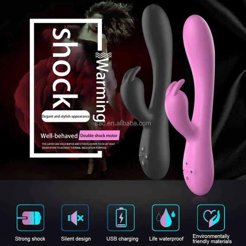 Vibratori NXY Sacknove Riscaldamento femminile all'ingrosso Doppio stimolatore Vagina Clit Dildo Massaggiatore g Spot Vibratore del coniglio le donne Giocattolo del sesso Adulto 0411