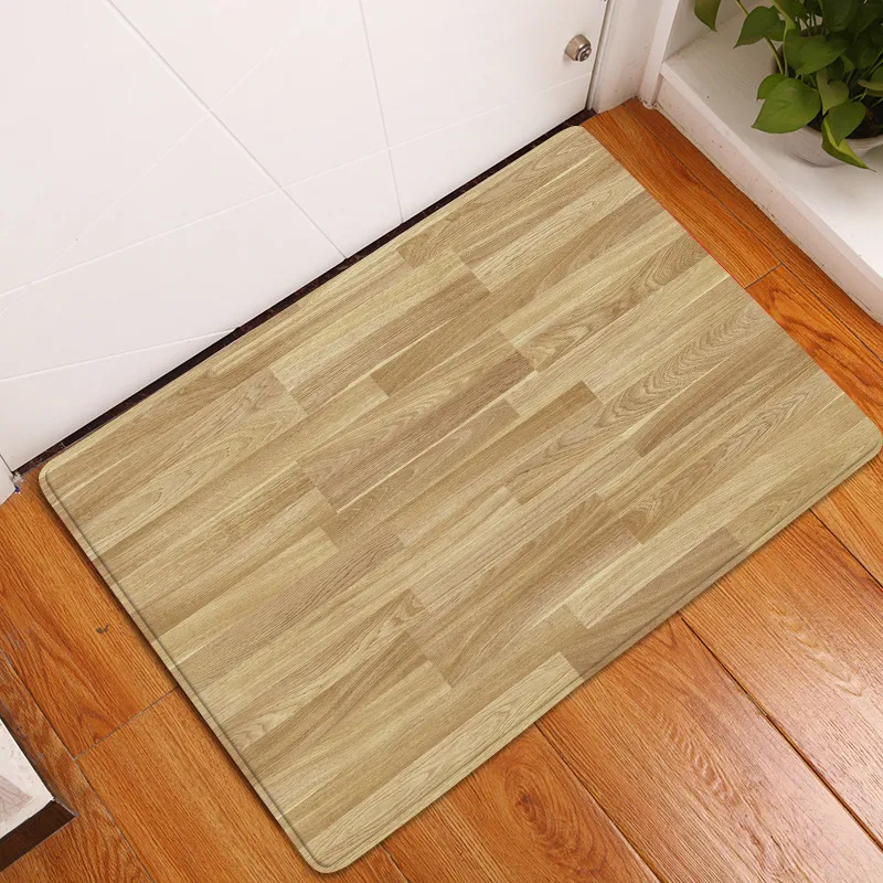 Tapis de salle de bain en planches de bois rétro, Texture rayée brune ancienne, tapis géométrique antidérapant, décor de sol en flanelle, tapis d'entrée de cuisine de bain 220504