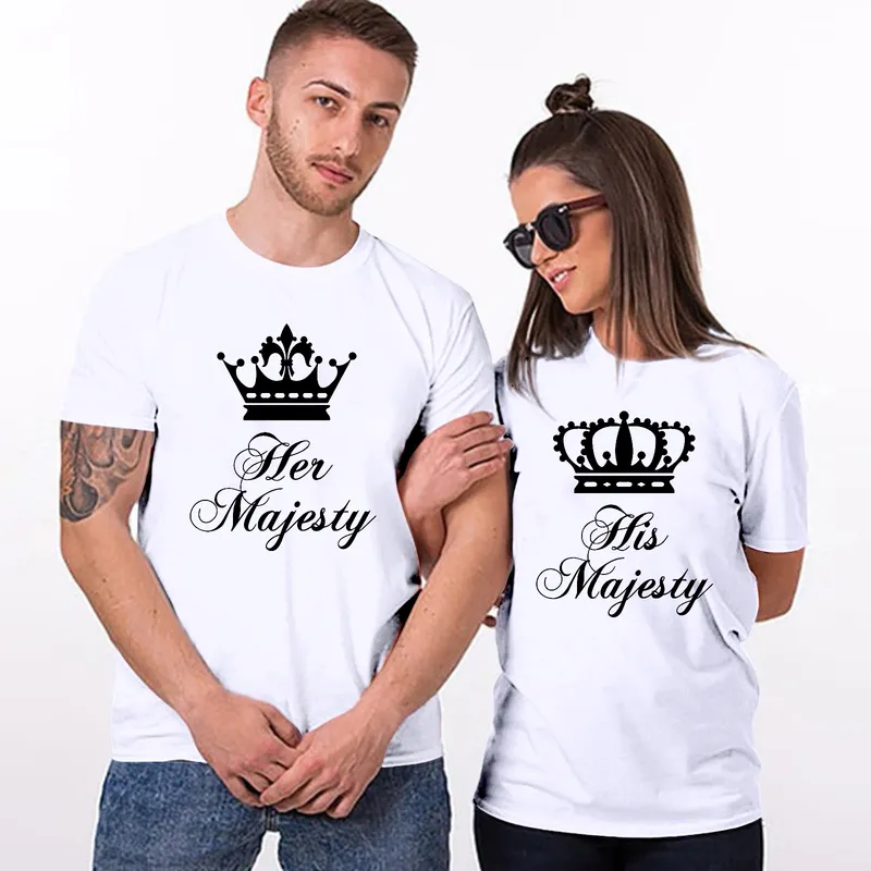 T-shirt personalizzata 3D coppie Moda King And Queen Street Style 2-pec Magliette Uomo Donna Casual Tee Oversize 6XL Dropship all'ingrosso 220619