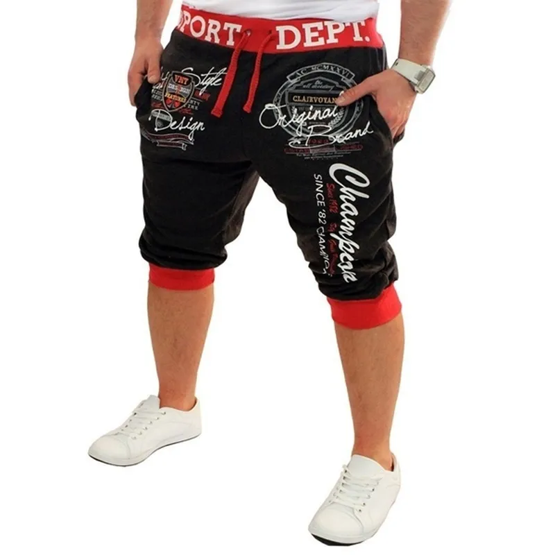 Summer Men Casual Shorts Boys Knit Elastyczna talia drukowane spodnie dresowe męskie luźne trening jogger fitness streetwear 220715