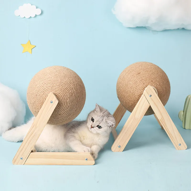 Drewniane kota zarysowanie po piłce zabawka Sisal Rope S Zabawki meble dla zwierząt domowych