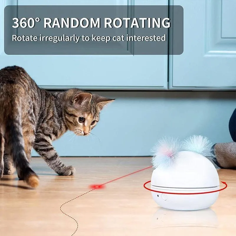 360 градусов вращающиеся лазерные кошки интерактивные игрушечные электрические роботы дразнят перо интеллектуальные автоматические поставки домашних животных 2205109005931