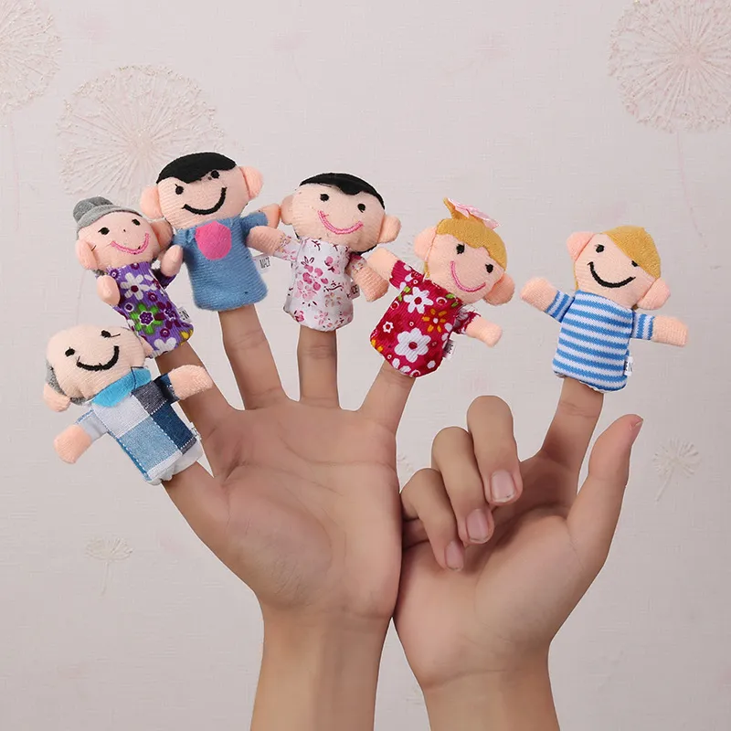 Cartoon Animal Family Finger Puppet Soft Plush Toys Role Play Tell Story Cloth Doll Educational Toys For Children Gift 220531