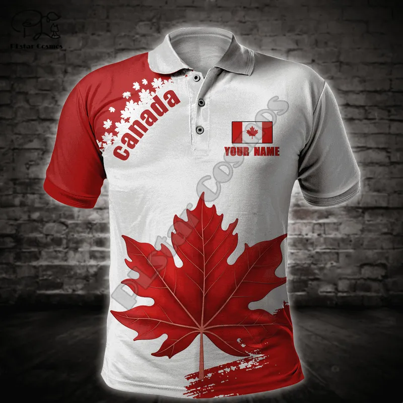 PLstar Cosmos Canada Drapeau Emblème National Impression 3D Été Homme Polos À Manches Courtes Mâle Casual Wear Marque T-shirt Style C36 220708