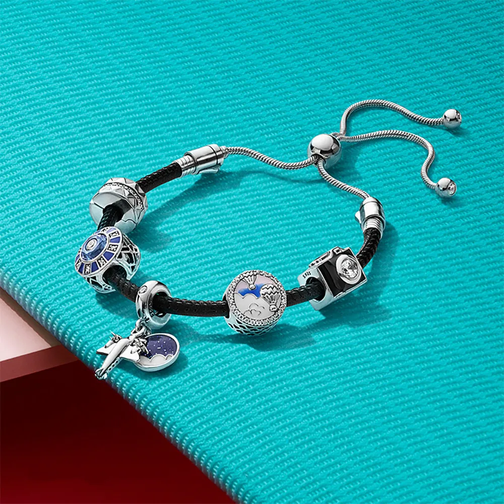 925 Silver Fit Pandora Charm Bracelet Bead Balloon Globe Trip Charmes Ciondoli DIY Fine Beads Jewelry