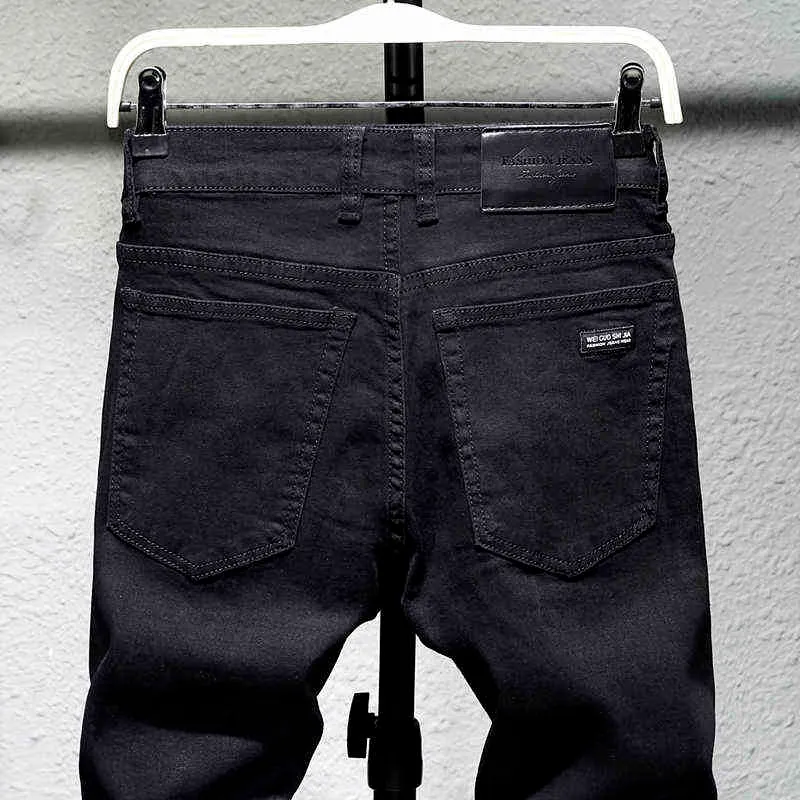 Black Jeans Men'S Winter Jean Men Warm Slim Fit Pants Spijkerbroeken Heren Stretch Moto Pantalones Vaqueros Hombre Man Overalls G0104