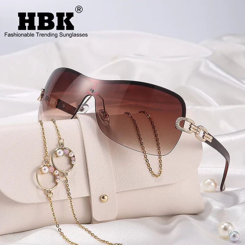 HBK Italy överdimensionerad gradient Sungasse Wrap Around Vintage Sun Glasses Ladies Wide Shield Designer Shades Y2K 2205147894800