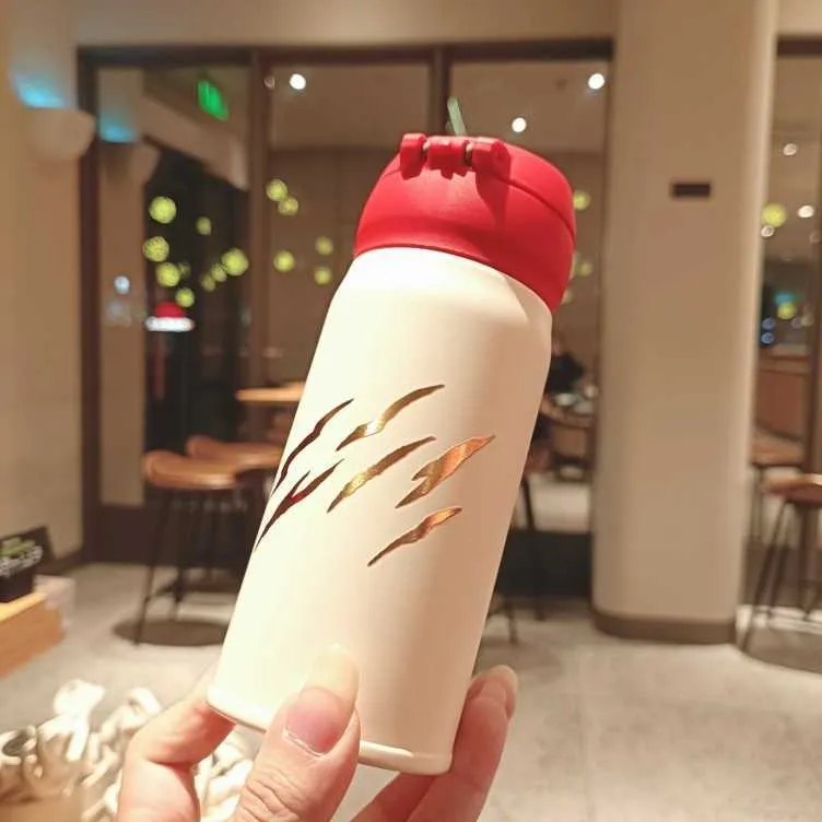 Starbucks 2022 타이거 해 년 새로운 350ml Dietician 프레스티지 타이거 클로 보온병 컵 스테인레스 스틸 여행 워터 컵