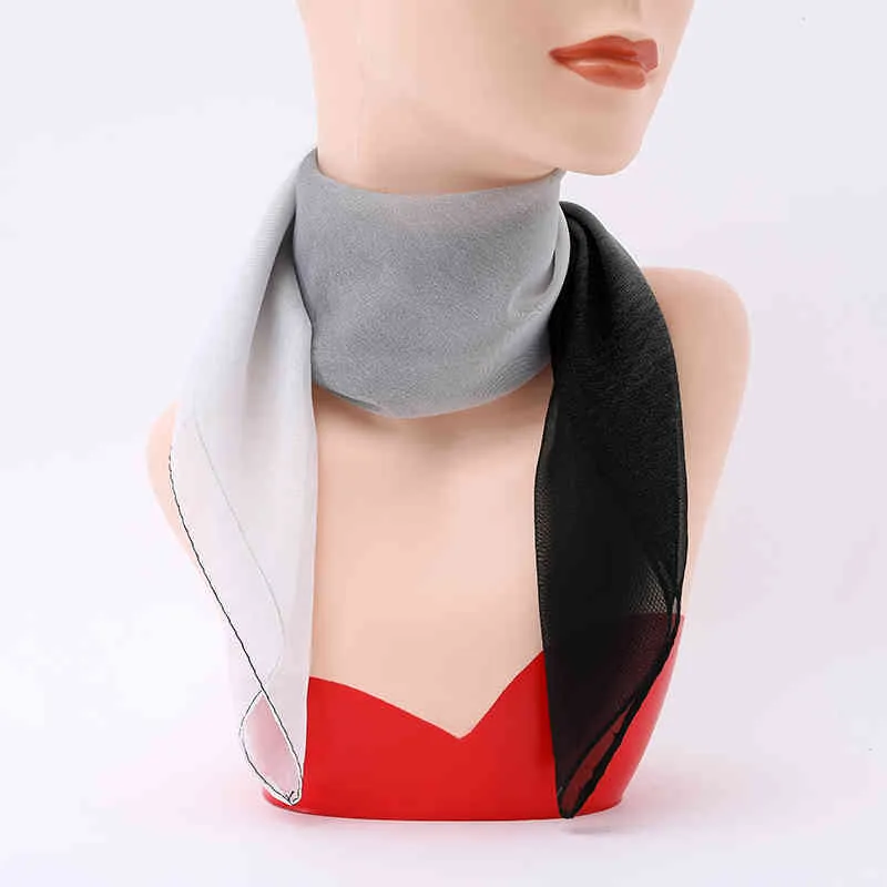 Marque plaine mousseline de soie foulard en soie été femmes cheveux cou carré foulards bureau femme impression foulard châle bandana foulard