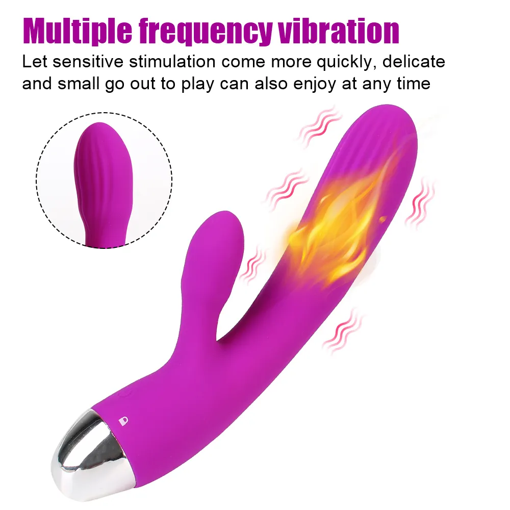 Vibromasseur lapin étanche pour femme, stimulateur de Clitoris, point G, masseur vaginal, gode chauffant à 7 vitesses, jouets sexy pour femmes