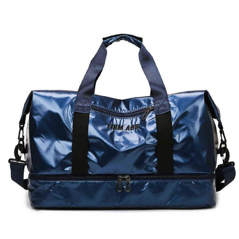 duffle torbaları kuru ıslak ayırma ayakkabıları spor fitness çantası taşınabilir büyük kapasiteli seyahat çantası parlak yüz hafif bagaj çantası sipariş edilebilir 220707
