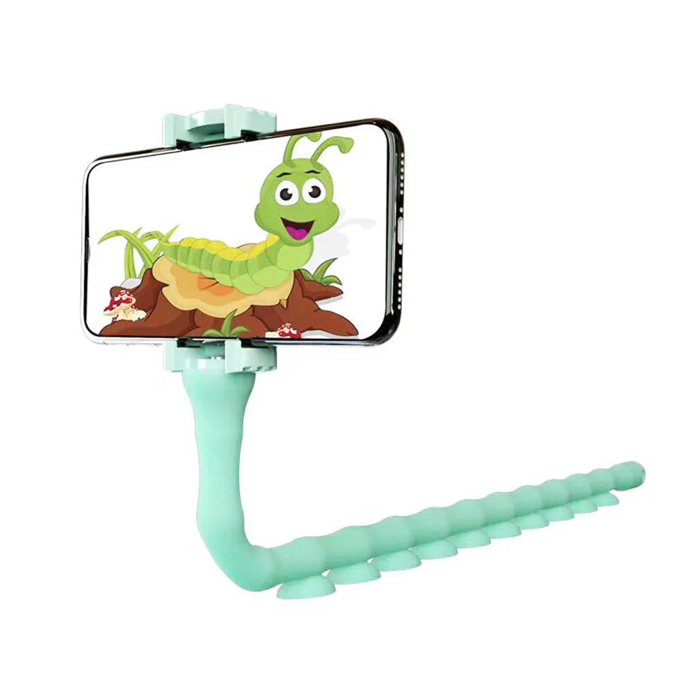 Universal Lazy Mobile Telefon Holder Flexible Arm Foldble Holder Sug Cup Stand Wall Desk Cykel Caterpillar Portable Bracket