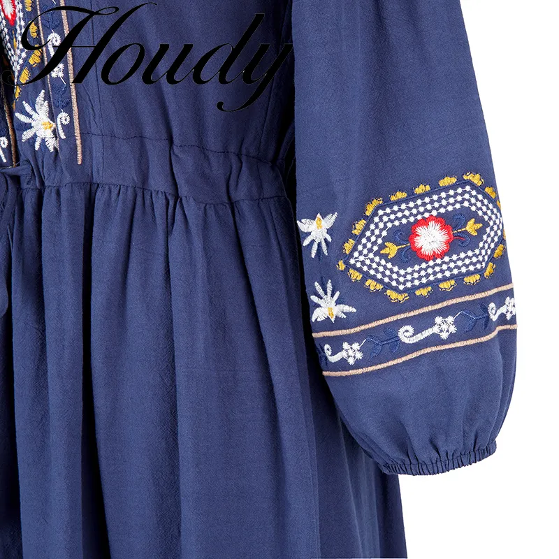 Moda czysta kolor okrągła szyjka Koronkowa sukienka Akcesoria luźna rękaw haftowany bawełniany lniany fabryka sprzedaż bezpośrednia 220613