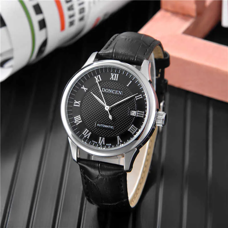 Projektowne zegarki kalendarz trzy pin proste automatyczny zegarek mechaniczny męski zegarek