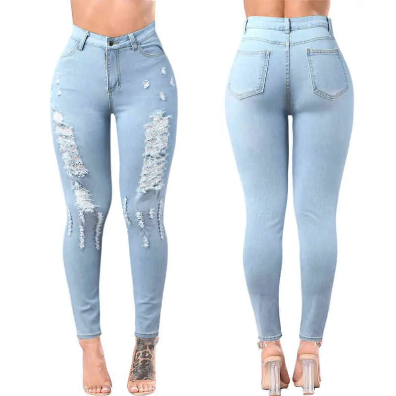 Tozluk Dark Jeans Mavi Sıradan Kadınlar Orta Klasik Sıkı Cep Bel Artı 4x L220726 İçin Pantolon