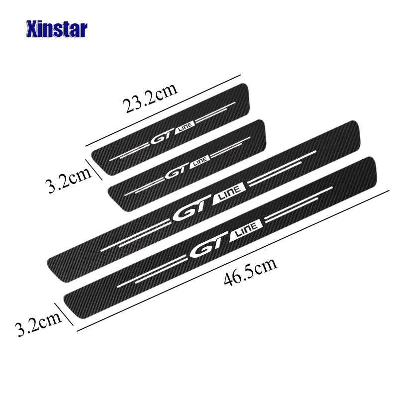 GT GTLine Carbon Fiber Car Door Sill Protection Sticker For Peugeot 106 107 108 206 207 208 2008 3008 306 308 307 508 4077131977