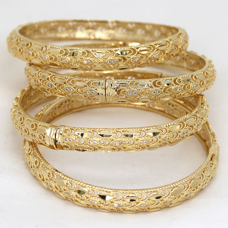 Dubai Bangles For Women Girl strass Gioielli placcati oro 14k Africa lusso Bracciali arabi sauditi Habesha regalo sposa indiana 220411